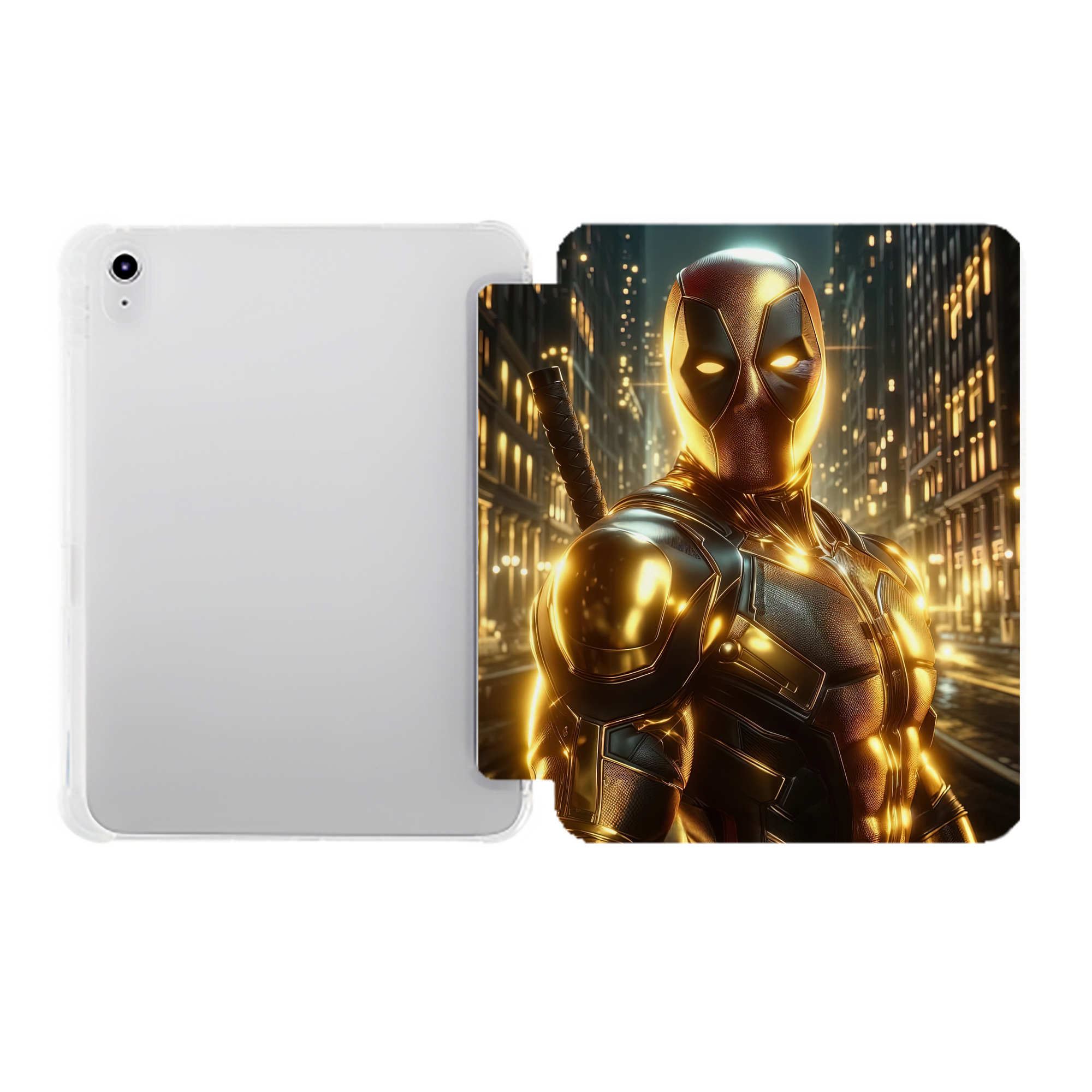 （画像用） Deadpool デッドプール IPad ケース ペン収納付き 三つ折りスタンド PUレザー×シリコン 対応機種9.5/10.5/10.9インチ